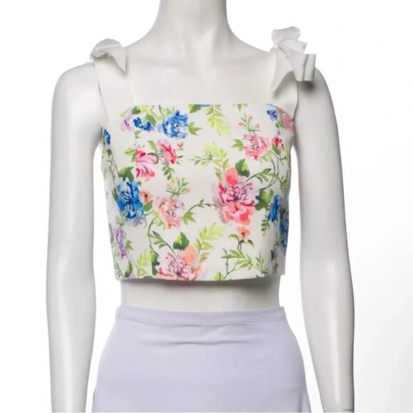 ALICE + OLIVIAFloral Print Square Neckline Crop Top Size Medium NWT - Picture 4 of 11
